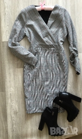 Разпродажба спешно! Нова рокля каре офис стил с подплата S, снимка 6 - Рокли - 52840816