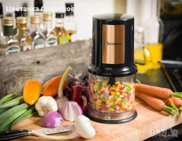 Чопър Bestron AKC200, 400W, купа 0.5 литра, остриета от неръждаема стомана, снимка 3 - Чопъри и пасатори - 52220866