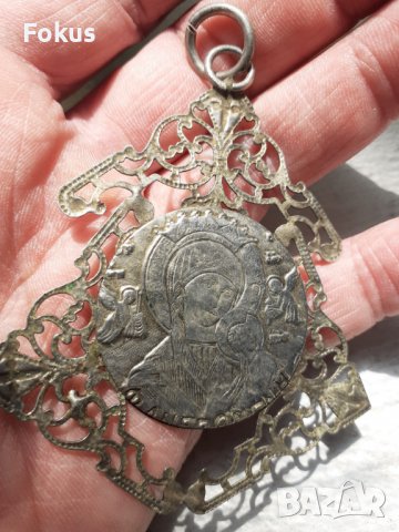 Религиозен двулицев метален медальон икона панагия накит