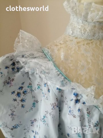 Лятна рокля във викториански стил в синьо на цветя, снимка 6 - Рокли - 37611171