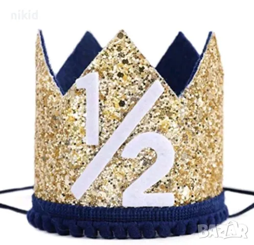 1/2 Половин година годинка рожден ден бебе корона лента за глава парти от филц, снимка 6 - Други - 26706039