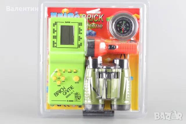 Комплект тетрис, бинокъл, компас и фенерче