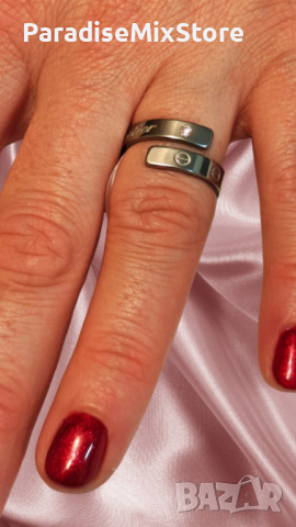 Уникален дамски пръстен от неръждаема стомана с камъни цирконий Doria, снимка 1 - Пръстени - 44874574