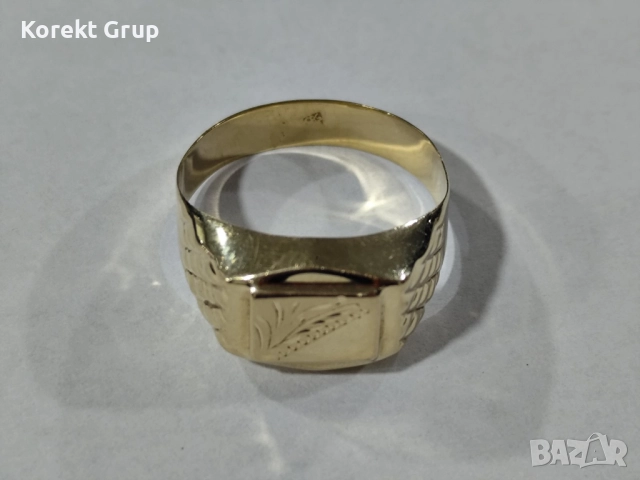 Златен пръстен 14к мъжки, снимка 7 - Пръстени - 52880942