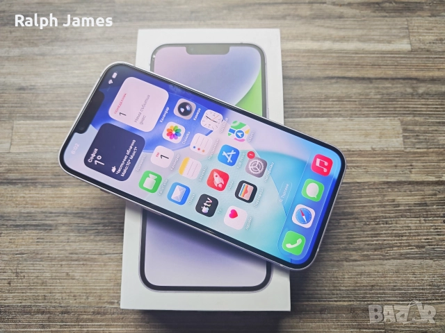 Като нов iPhone 14 5G 128 GB Purple A1 гаранция, снимка 3 - Apple iPhone - 52606688