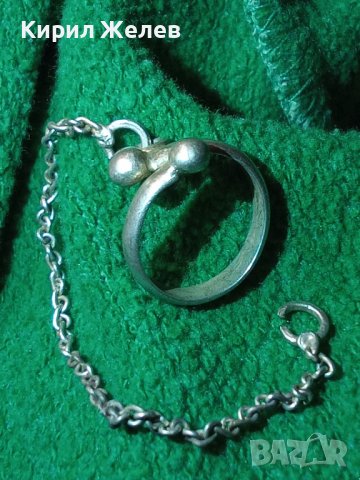 Сребърен пръстен дамски със синджирче - 11938, снимка 5 - Пръстени - 28910715