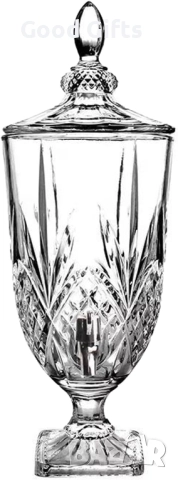 Луксозен стъклен диспенсър за сок и напитки 3L с капак и кранче, снимка 2 - Други стоки за дома - 52236273