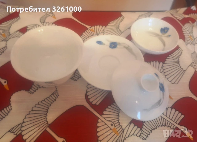 Подаръчен комплект за чай от порцелан, ръчно рисуван