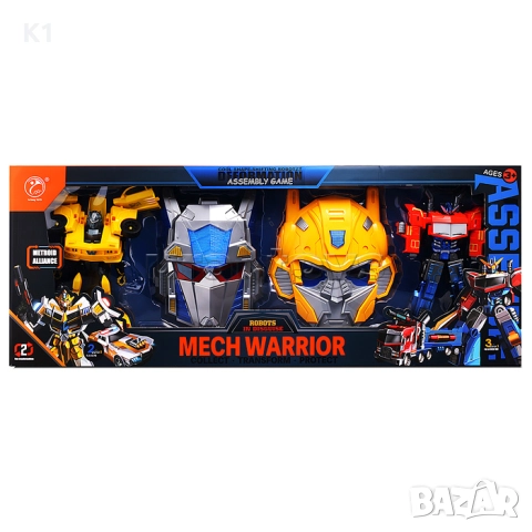 Голям 3в1 Комплект Трансформърс 2 броя Авторобот + 2броя Светеща маска, снимка 2 - Фигурки - 52791840