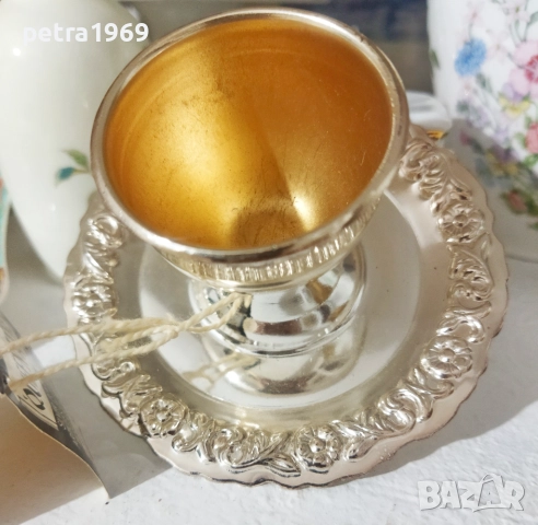 Английска посребрена поставка за яйце, коктиера, на Queen Anne, снимка 5 - Аксесоари за кухня - 51953972