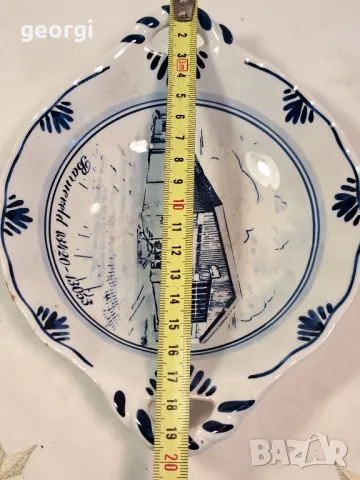 порцеланово плато с дръжки Royal Delft 24/5, снимка 4 - Сервизи - 49580083