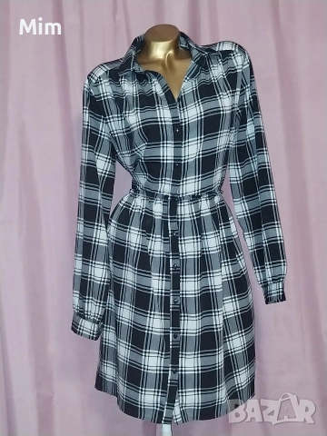 Рокля каре с дълъг ръкав , снимка 2 - Рокли - 53600903