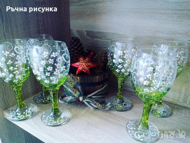 Ръчно рисувани чаши ,цена за комплект 30лв, снимка 12 - Декорация за дома - 34887956