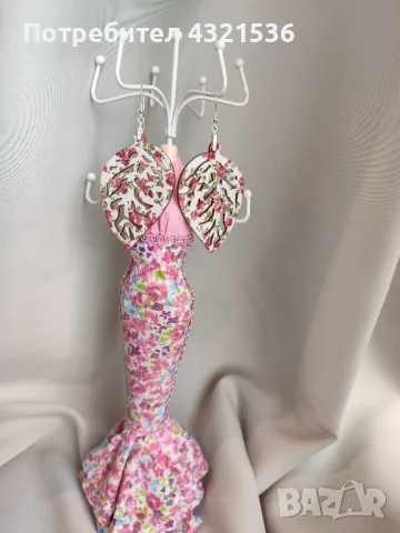 Обеци листа, снимка 2 - Обеци - 48256379