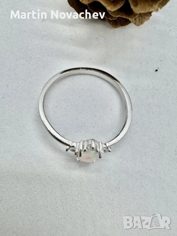 Сребърен пръстен с етиопски опал, снимка 3 - Пръстени - 52883210