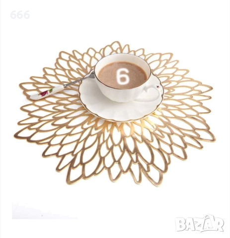 Комплект от 6 кръгли PVC плочки, златни, 38x38 см, термоустойчиви, лесни за почистване, снимка 4 - Други стоки за дома - 52579015