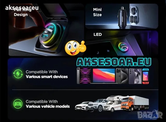 Супер бързо PD зарядно за зареждане на телефон в запалката на кола изцяло метално Dual USB с голяма , снимка 10 - Аксесоари и консумативи - 47375202