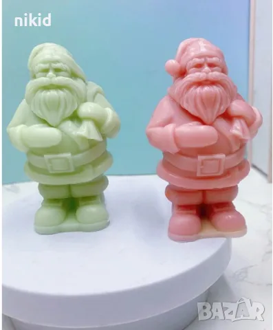 3D Изправен Дядо Коледа носещ чувал силиконов молд форма фондан шоколад смола гипс декор свещ украса, снимка 3 - Форми - 47781333