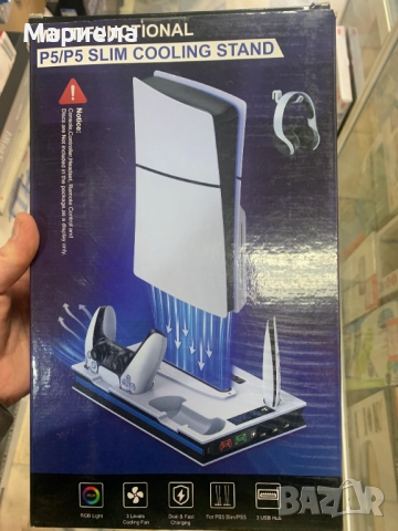 Охлаждаща станция за зареждане PS5/PS5 Slim/PS портал / Мултифункционална, поддръжка за слушалки