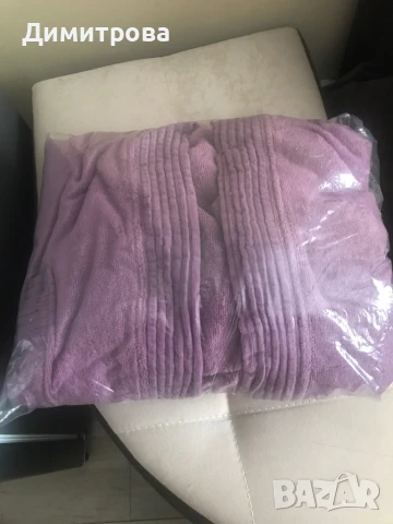 Халат за баня с качулка - лилав