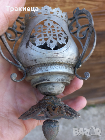 ВЪЗРОЖДЕНСКО СРЕБЪРНО КАНДИЛО РЕЛИГИЯ, снимка 2 - Антикварни и старинни предмети - 44877276