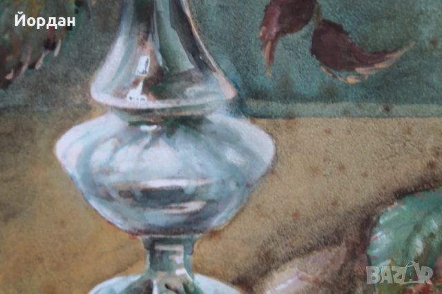 Стар акварел на дебел картон, снимка 10 - Други ценни предмети - 50917942