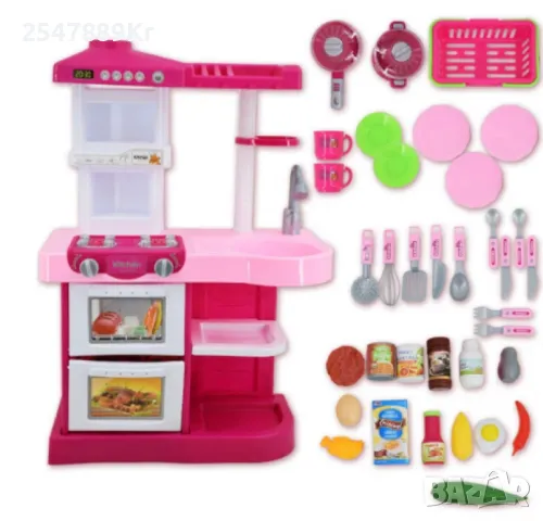 Детска кухня, с 28 аксесоара, розова с вода, снимка 2 - Други - 47950596