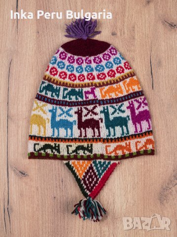 Автентична перуанска шапка модел Куско от овча вълна, снимка 11 - Шапки - 40190149