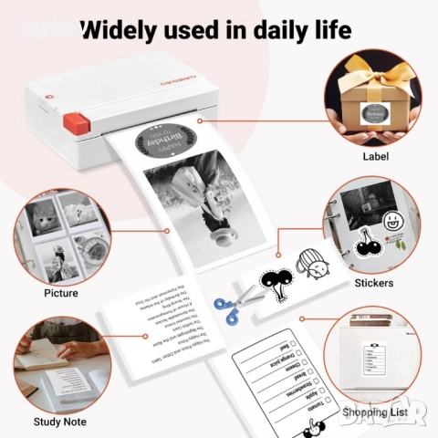 ORGBRO Принтер за стикери, X3 Print Pods мини термопринтер Bluetooth, снимка 2 - Принтери, копири, скенери - 52539857