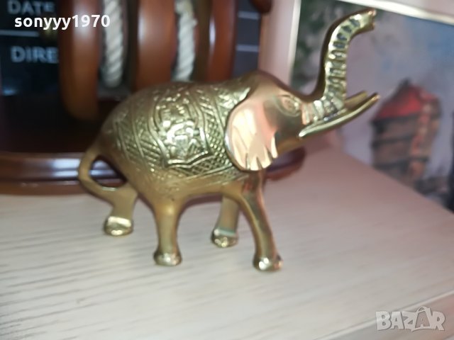 мед/месингово слонче-цвят злато 10х9х5см, снимка 4 - Колекции - 28726876