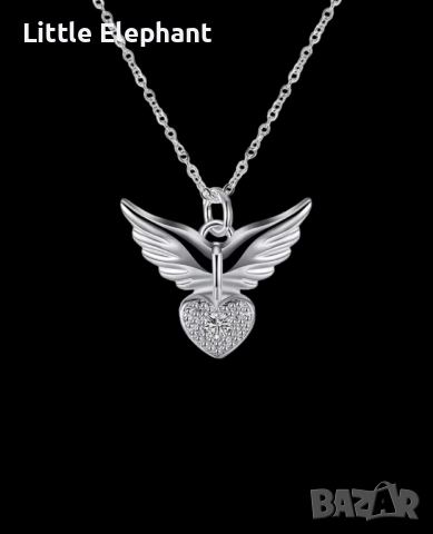 Pre order Сребърно колие,Angel love",angel wings,колекция"Hope"/ново