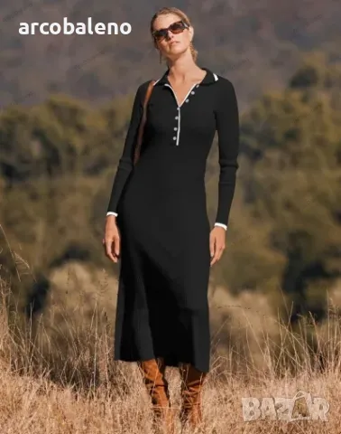 Модна дамска рокля с дълги ръкави с ревер, 4цвята , снимка 8 - Рокли - 48368840