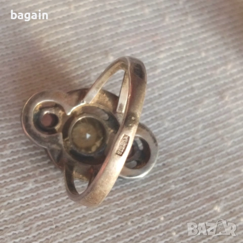 Диаманти и турмалин, сребърни пръстени с позлата., снимка 5 - Пръстени - 53602038