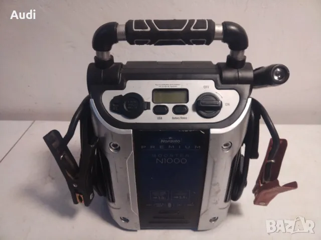 Зарядна станция за подаване на стартов ток на акумолатор, помпане на гуми, USB вход, AUX вход, освет