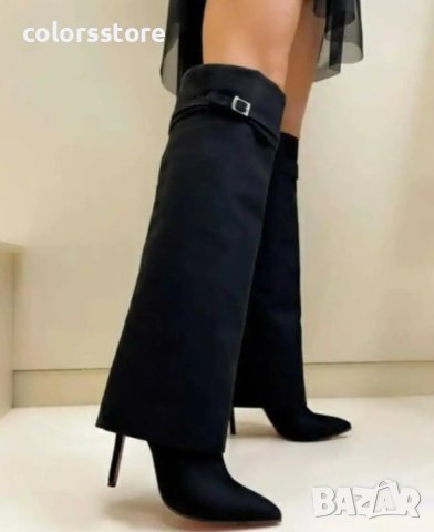 Ботуши на ток - черен велур - KD100