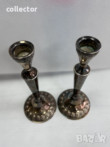 Винтидж сребърни свещници. №7726, снимка 6 - Антикварни и старинни предмети - 52789861