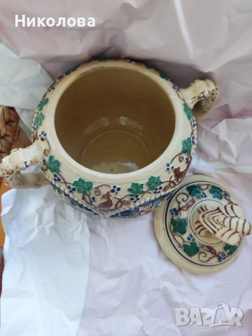 Керамична купа/супник с релефна декорация, снимка 2 - Други стоки за дома - 52650182