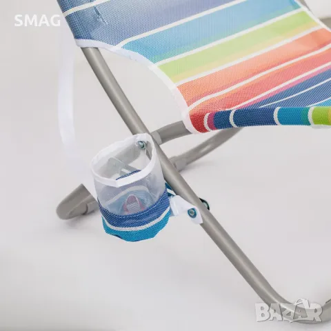 Плажен стол с цветни райета и възглавница 70x48x78 см S_1200958, снимка 3 - Къмпинг мебели - 50045567