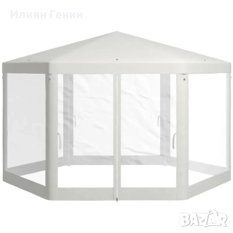 Градинска беседка Outsunny, шестоъгълна, мрежести завеси, снимка 9 - Градински мебели, декорация  - 51853231
