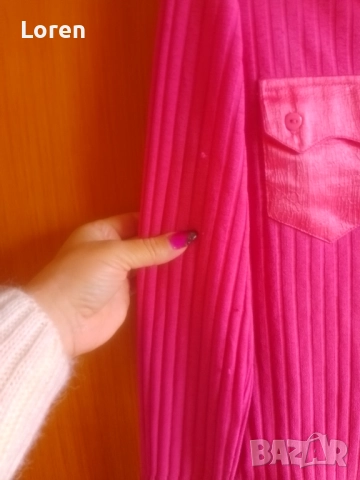 Розова ризка тип блузка, снимка 5 - Блузи с дълъг ръкав и пуловери - 52042244