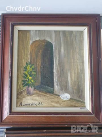 5бр авторски малки картини масло върху платно/дървени рамки 23-24-25см, снимка 8 - Картини - 51358358