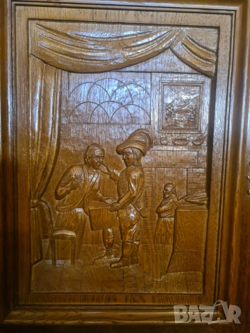 масивен гардероб шкаф дърворезба внос от Европа, снимка 4 - Шкафове - 50821601