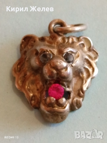 Сребърна висулка Лъвска глава с рубин символизира сила, лидерство 52549, снимка 6 - Колиета, медальони, синджири - 52934705