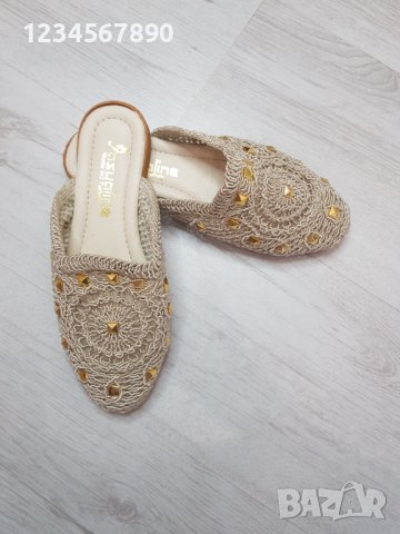 New 2023 бежови плетени чехли , снимка 3 - Чехли - 40529874