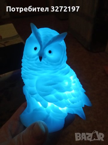 LED 3d нощна лампа бухал, винил,светлина различни цветове, снимка 4 - Настолни лампи - 43701844