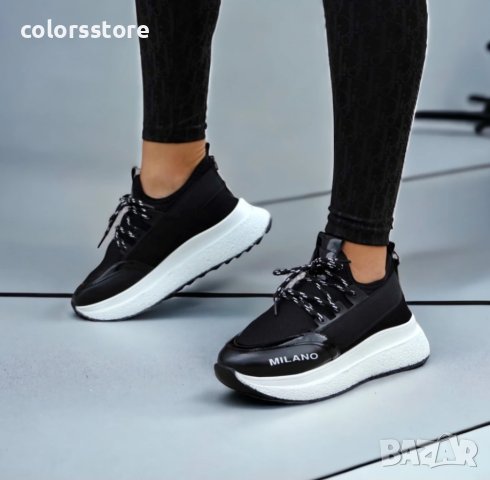 Кецове на платформа - черни с бяло ходило - F-122