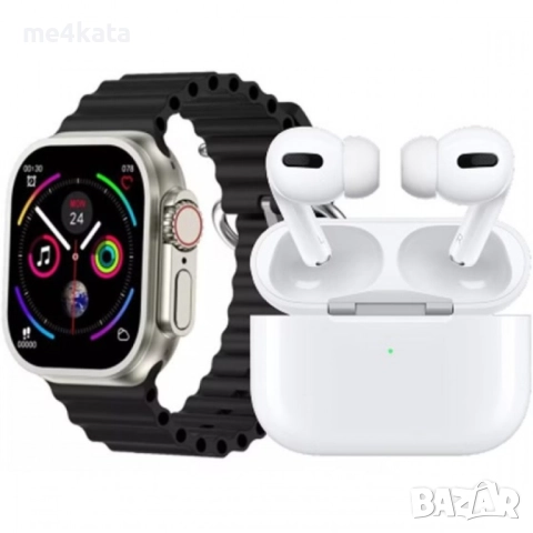 SM99 Ultra – Комплект Smart Часовник + Слушалки, 7 Каишки, Безжично Зареждане, Bluetooth, Сензори за