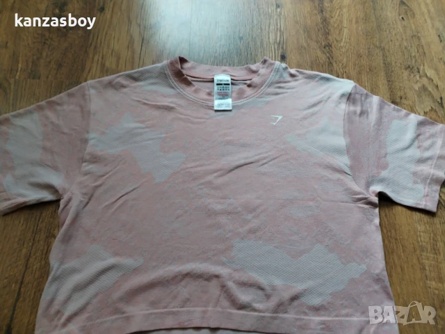 Gymshark Adapt Camo Seamless Crop Top - страхотна дамска тениска М, снимка 8 - Тениски - 51030889