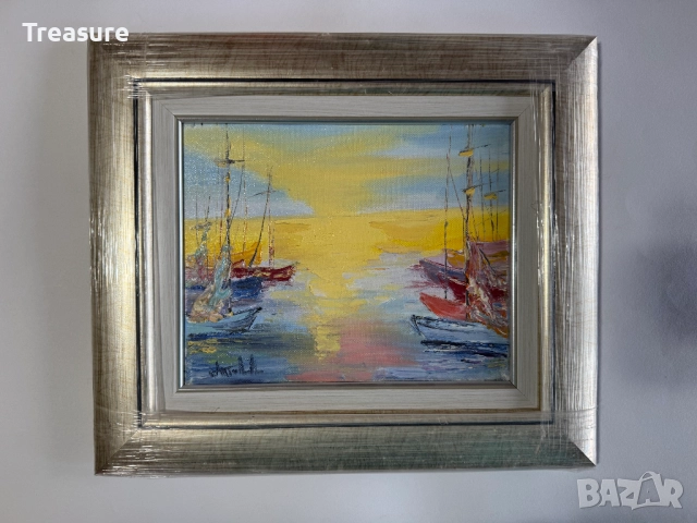 Маслена картина Слънчевият пристан, Анелия Тодорова, снимка 4 - Картини - 52266454