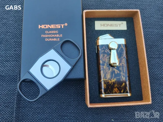 Луксозна запалка за пури с подарък резачка,два цвята, снимка 4 - Запалки - 50080259